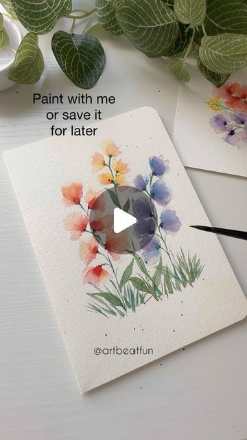 Khooshbu | Hello friends try this simple tutorial or save it for later and let me know if you enjoyed making them !  Cause I thoroughly did !!!!... | Instagram Diy Large Wall Art, Beginning Watercolor, Small Watercolor, Watercolor Flowers Tutorial, Diy Watercolor Painting, Watercolor Pictures, Twinkling Lights, Watercolor Painting Techniques, Watercolor Flower Art