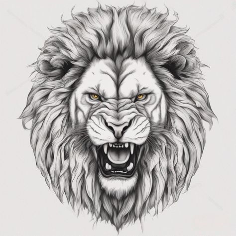 Lion Angry Face, Lion Face Photography, Lion Face Black And White, Lion Face Tattoo Design, Angry Lion Tattoo Design, Lion Face Sketch, Angry Lion Tattoo, Lion Sketches, Lion Angry