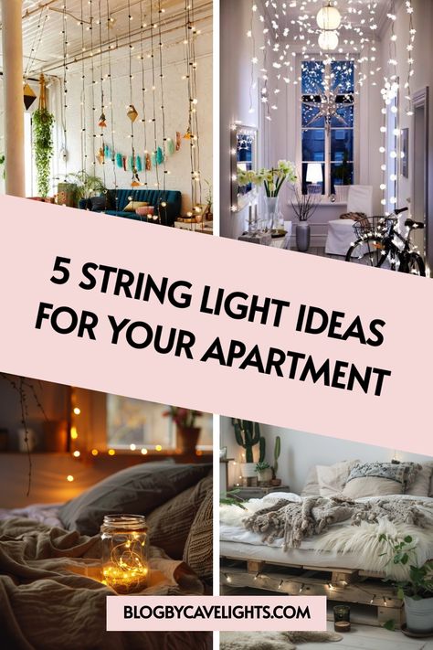 🌌 Looking for fresh indoor lighting ideas? Our article reveals 5 fabulous ways to use string lighting to elevate your apartment decor and add that perfect touch of charm. Click to explore and get decorating! 💫🏠 #ApartmentInterior Ceiling Twinkle Lights, Living Room String Lights, String Lights Living Room, Bedroom String Lights, String Light Ideas, Charming Bedroom, Room String Lights, Cozy Bedroom Lighting, Projector Wall