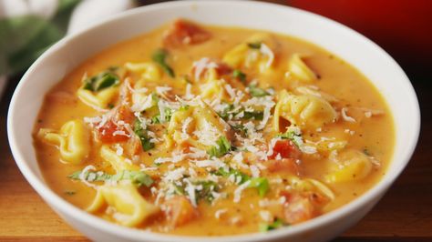 Creamy Parm Tomato Soup Creamy Parmesan Tomato Tortellini Soup, Parm Tomato Soup, Pork Piccata, Parmesan Tortellini, Keto Gnocchi, Parm Soup, Tomato Tortellini, Creamy Tortellini Soup, Tomato Tortellini Soup