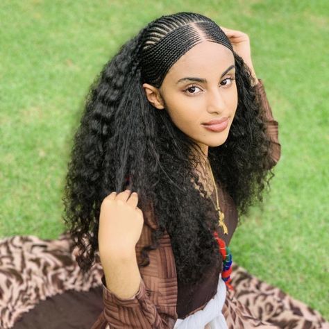 Ethiopian Braids, Hairstyle African, Ethiopian Hair, Natural Hair Bangs, Curly Braided Hairstyles, Ethiopian Culture, Natural Braided Hairstyles, Ethiopian Women, Natural Hair Short Cuts