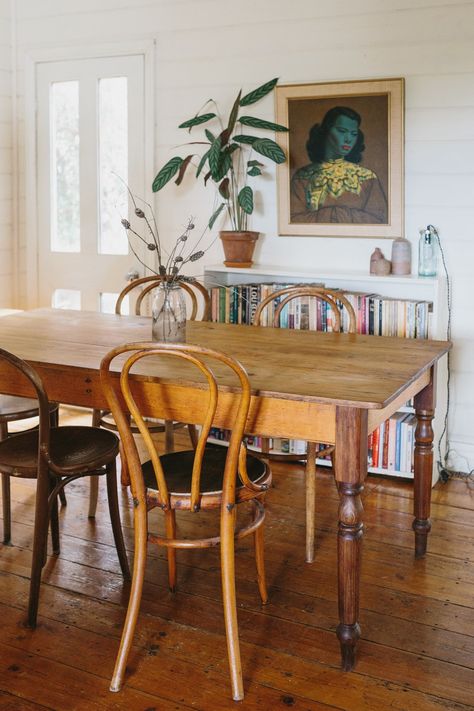 Kirsty & Simon's Cozy Century-Old Coastal Cottage Slow Design, Bentwood Chairs, Style Deco, Coastal Interiors, Coastal Cottage, Scandinavian Home, Apartment Therapy, Room Table, Dining Room Decor