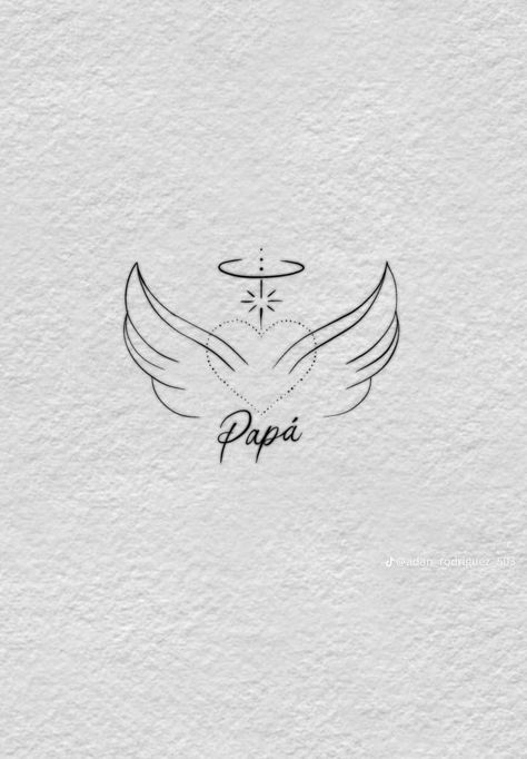 Tribute Tattoos In Memory Of Grandpa, Memorial Tattoo Designs For Dad, Tattoo For Past Loved Ones, In Memory Tattoos Brother, Tattoos For Papa, Dad In Heaven Tattoo, Papa Tattoo In Memory Of, Angel Wings Tattoo Placement, Tattoo For Grandpa Passing