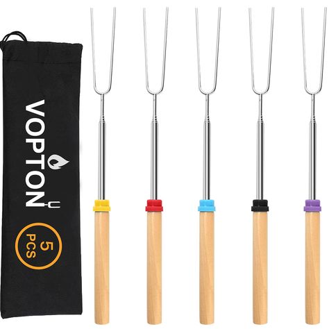 PRICES MAY VARY. 5 DIFFERENT COLORED MARSHMALLOW ROASTING STICKS: Our 5 pcs smores sticks skewers have 5 different colored, Kids can easily and happily choose their favorite colors. Marshmallow roasting sticks for fire pit long, environmentally friendly and hygienic. Our smores kit for fire pit can safe roasting, built to last, reusable. Our more sticks have a telescopic design, keep your family and friends very safe!
Our marshmallow roasting sticks with heat resistant antiskid handle, telescopi Campfire Cooking Equipment, Smores Kit, Campfire Accessories, Smores Sticks, Bbq Sticks, Smores Kits, Marshmallow Roasting, Marshmallow Roasting Sticks, Telescope Accessories