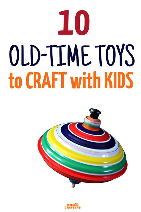 I love these DIY classic toys that are perfect for a parent to make with a child! Spend quality time while making toy crafts and memories Old Fashioned Toys To Make, Old Fashioned Dolls, Old Fashioned Crafts For Kids, Time Travel Crafts, Playroom Toys, Pioneer Crafts, Old Fashioned Toys, Retro Crafts, Old Memories