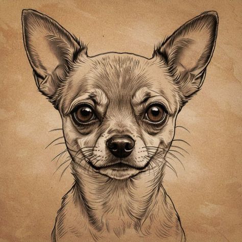 Sassy Chihuahua Pen and Ink Portrait - Gareth Parkes How To Draw A Chihuahua, Sassy Chihuahua, Deer Chihuahua, Square Quotes, Pet Portrait Tattoos, Chihuahua Drawing, Dog Pencil Drawing, Fun Drawings, Celebrity Art Drawings