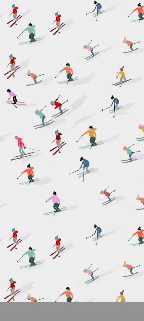 Aesthetic Skiing Wallpaper, Abstract Ski Art, Ski Village Illustration, Skiing Iphone Wallpaper, Ski Iphone Wallpaper, Skiing Phone Wallpaper, Skiing Illustration Drawings, Ski Background Aesthetic, Ski Print Pattern