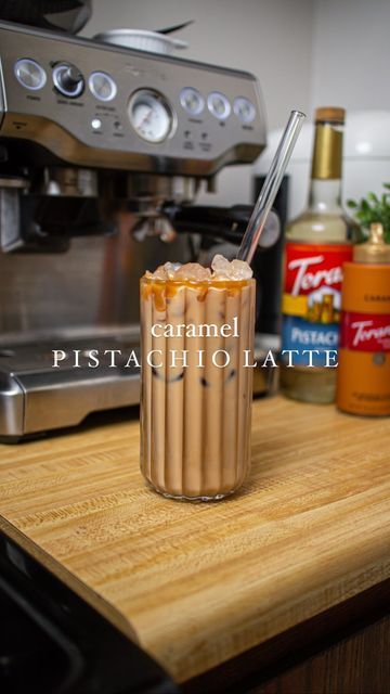 Pistachio Coffee Syrup, Pistachio Iced Latte, Torani Caramel, Pistachio Drink, Make Espresso At Home, Torani Syrup Recipes, Pistachio Coffee, Blonde Espresso, Diy Coffee Drinks