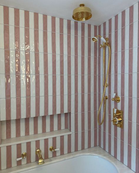 Bert And May Tiles, Striped Bathroom, Bathroom 2024, Striped Tile, Pretty Bathrooms, Kitchen Details, Bathroom Design Inspiration, Girls Bathroom, Bathroom Inspo