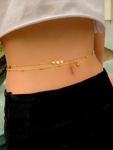 Gold    Copper   Embellished   Jewelry Indian Style Jewelry, Stomach Chains, Hip Chain Gold, Waist Chain Indian, Disc Decor, Waist Bracelet, Hip Chain, Hip Belts, Silver Anklets Designs