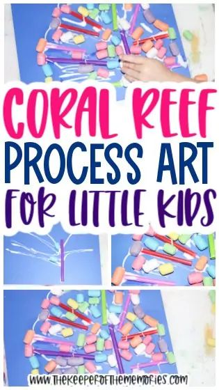 Practice creative thinking and fine motor skills with your preschoolers and kindergartners using this bright and colorful Coral Collage for Kids process art activity. #coralreef #ocean #preschool #coral #collage Ocean Crafts Preschool, Collage For Kids, Ocean Animals Preschool, Ocean Preschool, Process Art Preschool, Ocean Art Projects, Preschool Journals, Ocean Theme Preschool, Ocean Theme Classroom