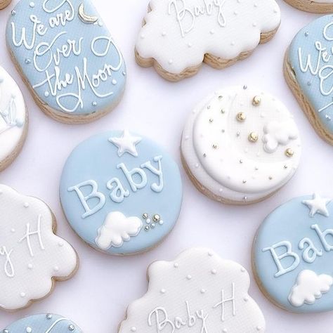 Briana Haluska | The Cookie Boss on Instagram: "On cloud baby ☁️👶🏻 #cookieboss518 #customcookies #babyshowercookies #babysbower #overthemoon #overthemooncookies #cloudstagram #cloudcookies #monogram #monogramcookies #cloudandmoon #518cookies #babyboy #cookiesoftheday #cookieartist #cookiedesign #cookiedecoration" Cloud 9 Baby Shower Cookies, Cloud 9 Cookies Decorated, On Cloud Nine Cookies, On Cloud 9 Cookies, Cloud Cookies Decorated, Cloud Baby Shower Cookies, Cloud 9 Cookies, Cloud Sugar Cookies, Cloud Cookie