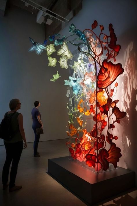 Glass Art sculpture installation biophilic art colourfulgallery contemporary midjourney ai nature Bio Art Installation, Floral Sculpture Installation, Organic Sculpture Nature, Nature Art Sculpture, Nature Art Installation, Nature Installation, Foyer Art, Biomimicry Design, Biomorphic Art