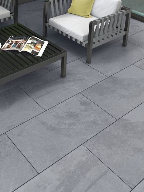 Victoria grey Slate, Brazil grey slate effect porcelain paving slabs Slate Effect Tiles, Garden Slabs, Slate Paving, Grey Paving, Newsletter Subscription, Terrace Tiles, Slate Patio, Outdoor Pavers, Porcelain Paving