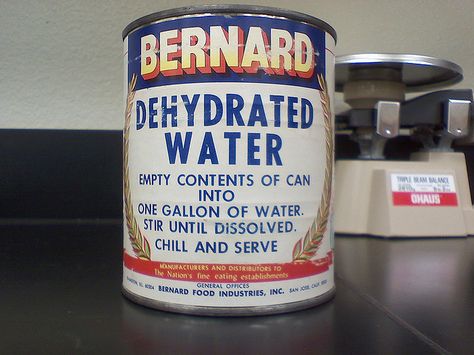 Can of good ol' dehydrated water- wait a second!! by WiZaNe, via Flickr Dehydrated Water, Water Survival, Gallon Of Water, Survival Life, Water Can, Survival Tips, Food Industry, Vintage Recipes, Bones Funny