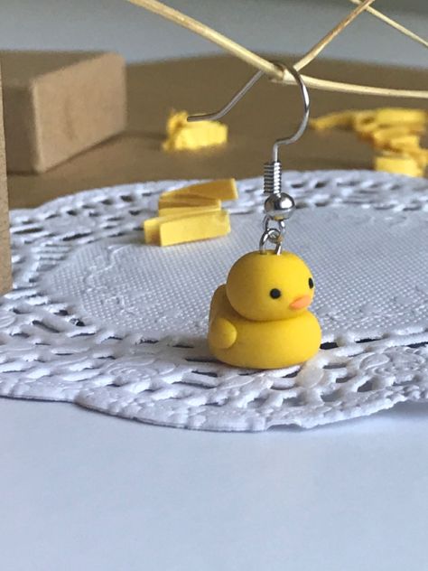 Duck Sculpture Clay, Duck Clay Earrings, Duck Crafts, Clay Keychain, Cute Polymer Clay, Fimo Clay, Cute Clay, Molding Clay, Dry Clay