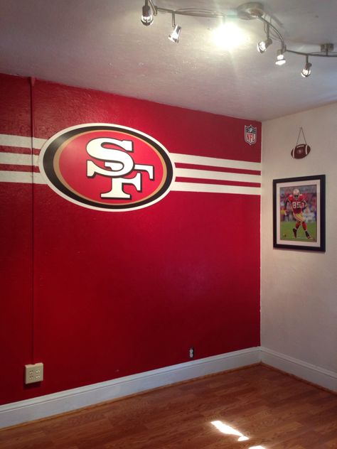 SF! 49ers Bedroom Ideas, 49ers Design, 49ers Room, Home Bar Designs Diy, 49ers Party, 49ers Nails, 49ers Pictures, Football Rooms, Football Bedroom