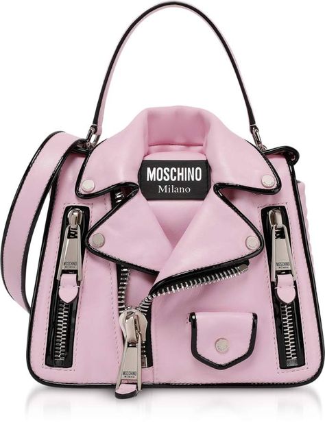 Pink Biker Jacket, Funky Purses, Moschino Bag, Moschino Bags, Catty Noir, Bags Style, Fancy Bags, Novelty Bags, Pretty Bags