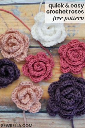 Roses Au Crochet, Quick Easy Crochet, Crochet Quotes, Kat Haken, Crochet Roses, Crochet Puff Flower, Crochet Rose Pattern, Rose Patterns, Beau Crochet