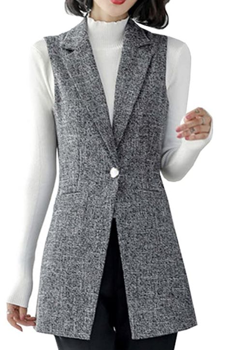 Trench Vest, Sleeveless Duster, Blazer Pattern, Women Vest, Lapel Blazer, Party Package, Long Vests, Casual Vest, Vest Coat