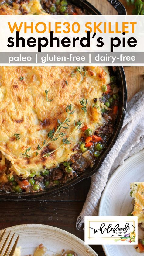 Whole30 Shepherd's Pie Paleo Shepherd's Pie, Gluten Free Dairy Free Shepherds Pie, Whole 30 Shepards Pie, Hearty Paleo Meals, Shepherds Pie Recipe Paleo, Shepards Pie Dairy Free, Paleo Dinner Party Recipes, Whole30 Shepherds Pie Recipe, Whole30 Shepherds Pie