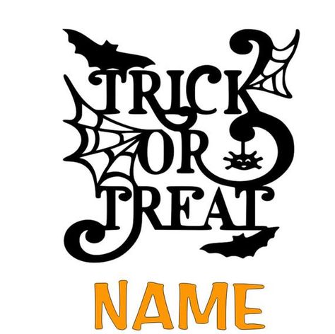 trick or treat bag with customized namePick from our Three Images and personalize with your child's name. Features6 oz COTTON CANVASBasic flat tote22 cotton canvas handles14.5 x 15.5Non-branded label/tag Halloween Cricut, Halloween Stencils, Halloween Vinyl, Projets Cricut, Free Cricut, Cricut Halloween, Halloween Silhouettes, Cricut Designs, Halloween Bags