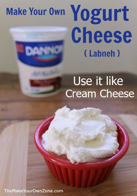 Homemade Yogurt Cheese {Almost Cream Cheese} Crohns Meals, Substitute For Cream Cheese, Substitute For Cream, Homemade Cream Cheese Recipe, Homemade Mascarpone, Healthy Substitutes, Yogurt Cheese, Make Your Own Yogurt, Cheese Making Recipes