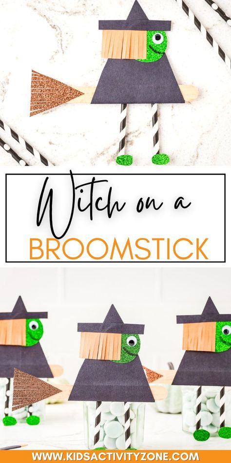 Fun and cute Witch on a Broomstick Craft is so fun for a Halloween Craft. Turn a jumbo craft stick into a cute witch craft with Construction paper, cardstock and glue! The perfect Halloween activity for kids. Craft With Construction Paper, Diy Broomstick, Witch On A Broomstick, Craft For Halloween, Fun Fall Crafts, Rainy Day Crafts, Halloween Activity, Cute Witch, Friend Crafts