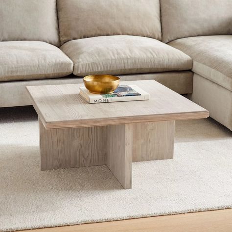 Best Coffee Tables From West Elm | POPSUGAR Home Organic Modern Square Coffee Table, 2 Square Coffee Tables, West Elm Santa Rosa Coffee Table, Tan Coffee Table, Wooden Coffee Table Living Room, Minimalist Living Room Coffee Tables, Square Coffee Table Decor, Square Coffee Table Styling, Neutral Coffee Table