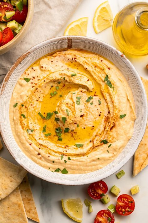 Homemade Hummus Without Tahini, Hummus Without Tahini, Baba Ganoush Recipe, Best Hummus Recipe, Lemon Hummus, 40 Aprons, Easy Hummus Recipe, Eggplant Dip, Easy Hummus