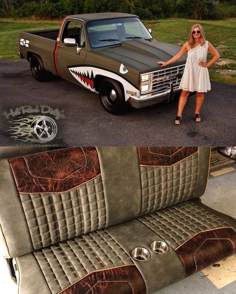 Square Body Interior, Lowered C10, Van Inside, Fall Guy Truck, Classic Cars Trucks Chevy, Truck Seats, Pickup Truck Accessories, Utility Truck, Jeep Mods