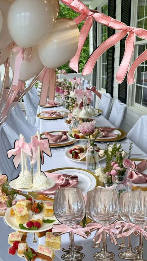 Tea Party Bridal Shower, Tying the Knot, Pink Bow, Party Theme Bow Party, Tea Party Bridal, Tea Party Bridal Shower, Bridal Shower Brunch, Birthday Party 21, Tying The Knot, Bach Party, Tie The Knot, Bridal Shower Theme