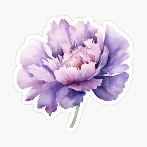 Watercolor Flower Stickers, Printable Flowers Stickers, Flowers Stickers Printable, Purple Aesthetic Stickers, Peony Sticker, Violet Stickers, Purple Flower Sticker, Purple Stickers, Coral Peony