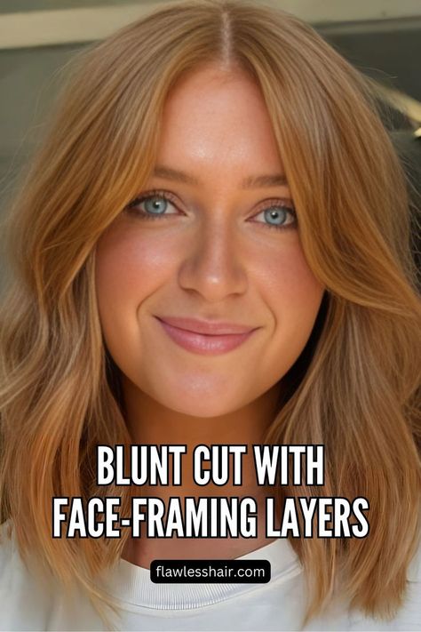 Blunt Cut With Face-Framing Layers Angled Haircut, Haircuts For Square Faces, Haircut For Square Face, Square Face Hairstyles, Framing Layers, Face Framing Layers, Square Face, Square Faces, Lucky You