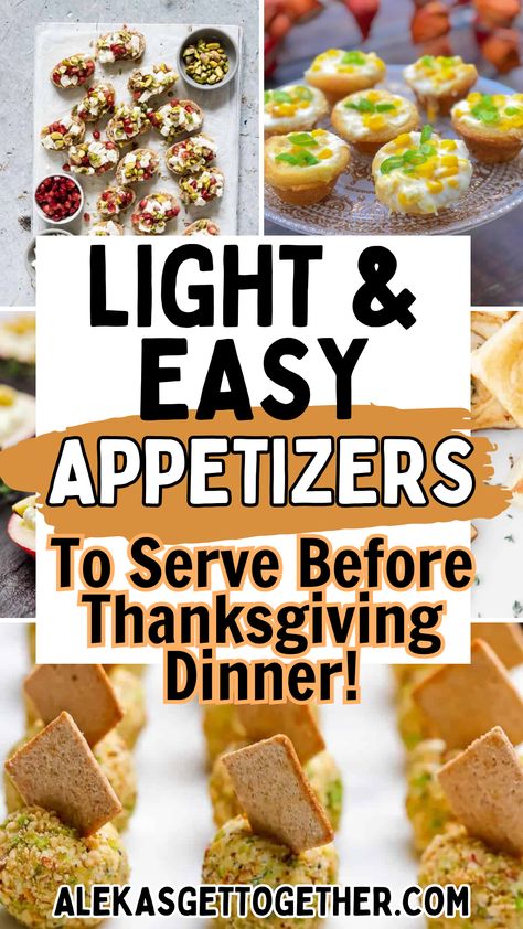 Thanksgiving is a time to indulge, eat and be thankful for everything we have. And typically with that comes lots of food, treats and turkey comas! Try these light appetizers to serve before Thanksgiving and aren't too heavy so that you will still have room for dinner! Thanksgiving Snacks Appetizers, Thanksgiving Appetizers Finger Foods, Unique Appetizers, Thanksgiving Appetizers Easy, Thanksgiving Snacks, Thanksgiving Appetizer Recipes, Lots Of Food, Fall Appetizers, Make Ahead Appetizers