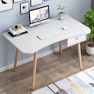 Three Posts Hunterstown Computer Desk | Wayfair Simple Computer Desk, Study Table Designs, Computer Desks For Home, Desk Size, Desk Wood, White Desk, Simple Desk, Office Workstations, Solid Wood Desk