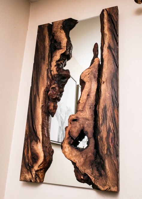 LumberLust Designs | Live Edge River Mirror, Wood Slab Wall Art Black Wood Mirror Frame, Live Edge Mirror Frame, Live Edge Wall Art, Live Edge Wood Mirror, Live Edge Mirror, Mirror Over Fireplace, Building A Wooden House, Entryway Inspo, Live Edge Console Table