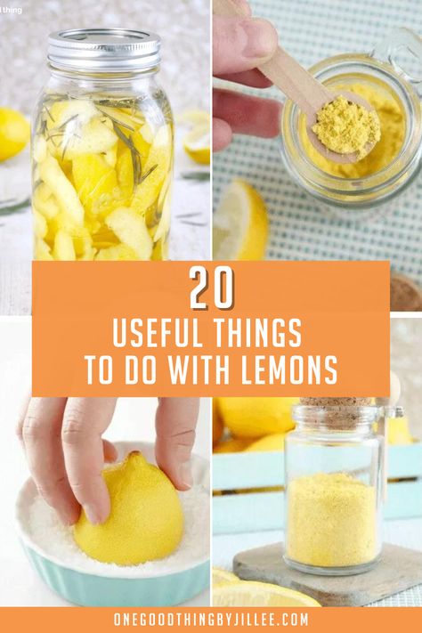 When life gives you lemons, you'll now have 20 different ways to use them. Take that, life! Homemade Bleach Alternative, Homemade Exfoliating Scrub, Uses For Lemons, Food And Desserts, Homemade Bleach, Fridge Odor, Dried Lemon Peel, Crockpot Hot Chocolate, Hot Lemon Water