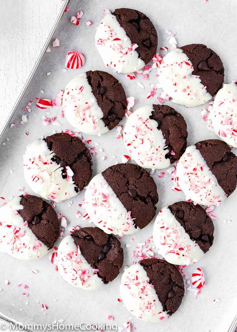 Eggless Chocolate Peppermint Cookies - Mommy's Home Cooking Peppermint Cake Mix Cookies, Egg Free Christmas Cookies, Chocolate Peppermint Cake, Egg Free Cookies, Eggless Cookies, Peppermint Cake, Chocolate Peppermint Cookies, Eggless Desserts, Holiday Chocolate