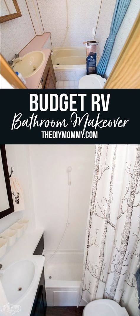 Rv Bathroom Makeover, Camper Bathroom, Budget Makeover, Rv Bathroom, Budget Bathroom Remodel, Diy Camper Remodel, Renovation Budget, Rv Makeover, Camper Makeover