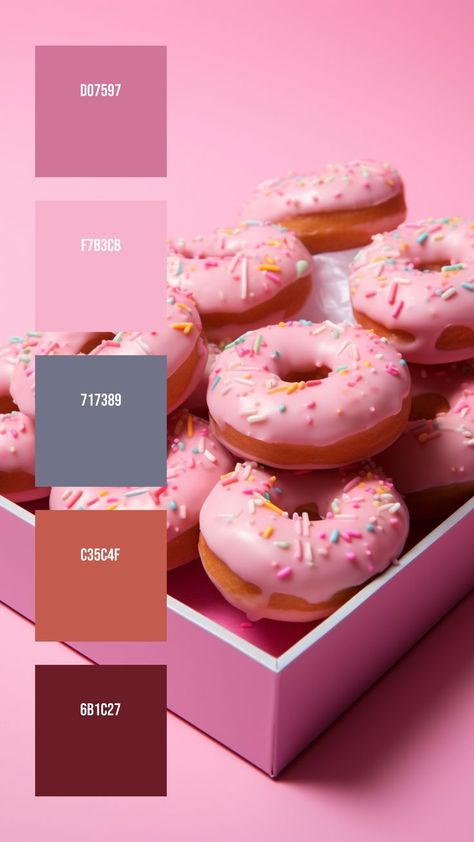 Colors: D07597 ° F7B3CB ° 717389 ° C35C4F ° 6B1C27 Food Colors Palette, Pantone Colour Palettes, Canva Fonts, Pink Color Schemes, Model Paint, Digital Planning, Color Inspo, White Box, Colour Schemes