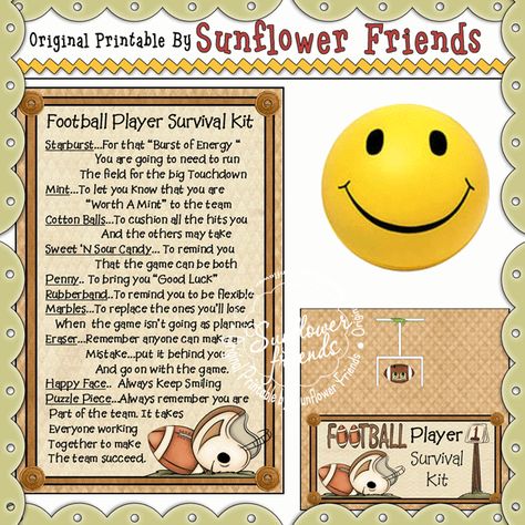 Football Survival Kit Ideas, Survival Kit Ideas, Backpack Survival Kit, Football Candy, Zombie Survival Kit, Cheer Dance Routines, Sports Slogans, Prepper Gear, Candy Grams