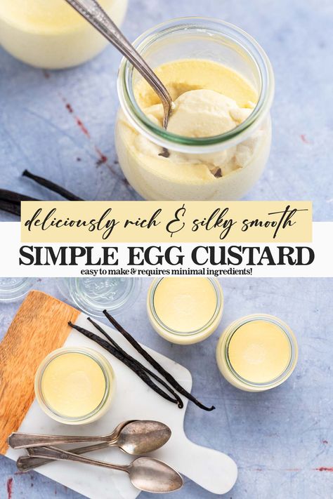 Simple Egg Custard Recipe Confectioners Custard Recipe, Raw Egg Recipes, Creamy Custard Recipe, Egg Custard Recipe Easy, Home Made Custard Recipes, Healthy Custard Recipe, Boiled Egg Pudding, Thick Custard Recipe, Custard For One