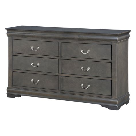 Dresser Beige, Traditional Dressers, Grey Dresser, Dresser Design, Wide Dresser, Drawers Dresser, Six Drawer Dresser, Wooden Dresser, Louis Philippe