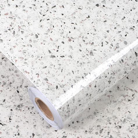 PRICES MAY VARY. This gray white terrazzo contact paper, a combination of many small grains of light gray, dark gray and a few other colors, is a contact paper printed to mimic the texture of real terrazzo. Transform your tired countertop with this terrazzo contact paper. And at a fraction of the price. Spruce up your home, apartment rental, or RV without a great expense. 𝐅𝐄𝐀𝐓𝐔𝐑𝐄𝐒: The white granite countertop contact paper is glossy Finish, easy to clean, more durable than traditional g Contact Paper Cabinets, Terrazzo Vinyl, Peel And Stick Countertops, Vinyl Wrap Kitchen, Contact Paper Countertop, Peel And Stick Countertop, Kitchen Counter Island, Painting Counters, Terrazzo Wallpaper