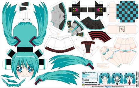 Les traigo nuevo papercraft aqui les dejo a una chica muy pedida Hatsune Miku espero les guste Hi everyone here's a new papercraft now it's Miku's time here's for all her fans hope you like it Anime Papercraft, Template Anime, Papercraft Anime, Paper Doll Craft, Doll Template, Miku Vocaloid, Anime Paper, Paper Toys Template, Kids Animals