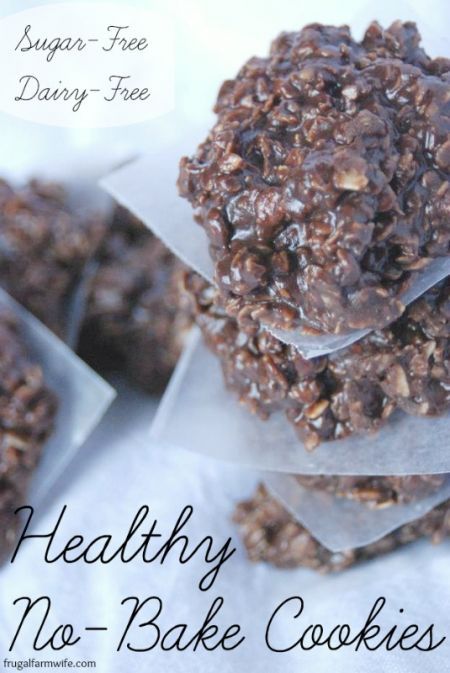 Healthy No-Bake Cookies - dairy free; sugar free; gluten free? I think... and no bake... a no brainer! Healthy No Bake Cookies, Healthy No Bake, Biscuits Diététiques, Cookies Sugar, God Mad, Dessert Aux Fruits, Bake Cookies, Sugar Free Desserts, Sugar Free Recipes