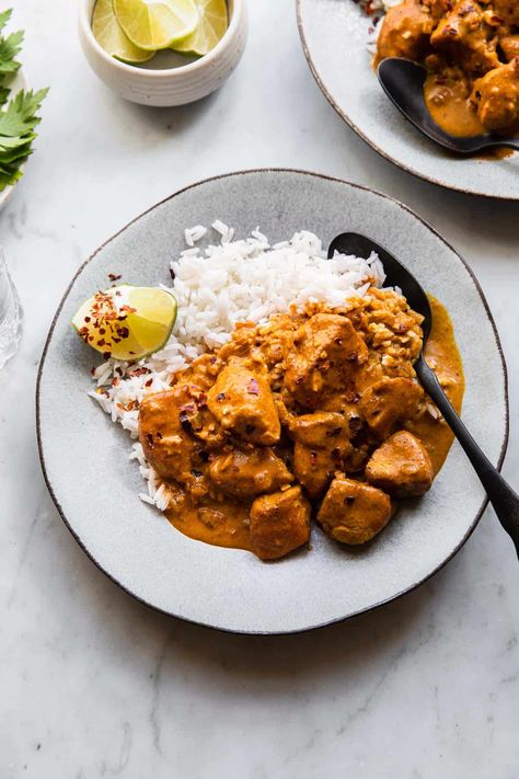 This Thai inspired coconut milk curry chicken recipe is full of flavor and made in one pan. It makes a great weeknight dinner that can be ready in about 30 minutes.