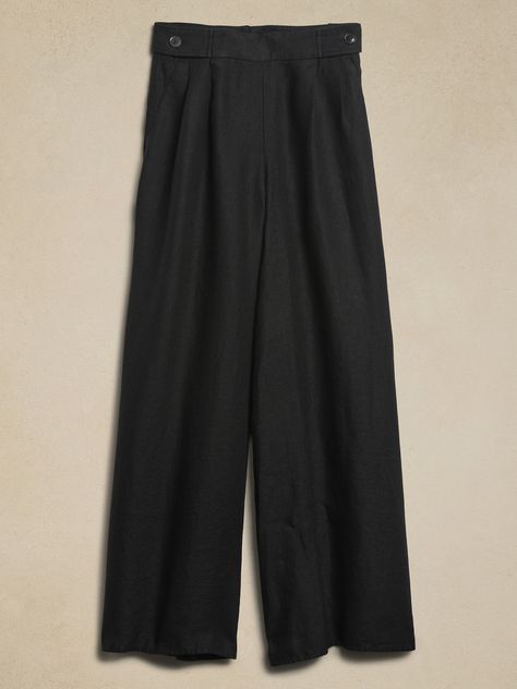 Lina Linen Wide-Leg Pant | Banana Republic Dynamic Movement, Black Wide Leg Trousers, Wide Leg Linen Pants, Stay Fresh, Pantalon Large, Wedding Guest Dress Summer, Petite Jeans, Black Wrap Dress, Gap Jeans