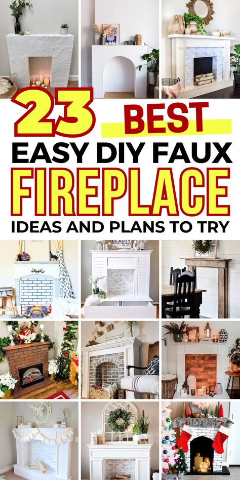 23 Creative DIY Faux Fireplace Designs for a Cozy Atmosph Diy Fake Fireplace, Faux Fireplace Diy Cardboard, Fake Fireplace Ideas, Faux Fireplace Insert, Fake Fireplace Diy, Fake Fireplaces, Faux Fireplace Ideas, Empty Fireplace Ideas, Small Electric Fireplace